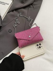 1 Pieza Bolso De Hombro De Brillantes Para Mujer, Elegante Y Compatible Con Todo - Rosa Fucsia - Ver 5