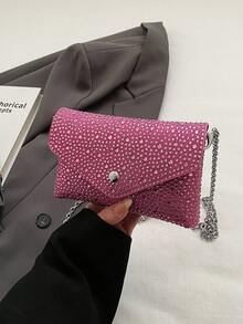 1 Pieza Bolso De Hombro De Brillantes Para Mujer, Elegante Y Compatible Con Todo - Rosa Fucsia - Ver 4