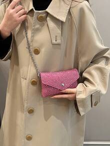 1 Pieza Bolso De Hombro De Brillantes Para Mujer, Elegante Y Compatible Con Todo - Rosa Fucsia - Ver 8