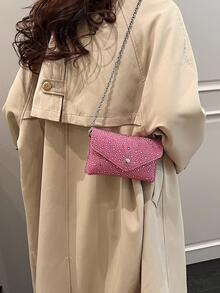 1 Pieza Bolso De Hombro De Brillantes Para Mujer, Elegante Y Compatible Con Todo - Rosa Fucsia - Ver 7