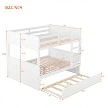 Nestfair Full Over Full Solid Wood Bunk Bed With Twin Size Trundle