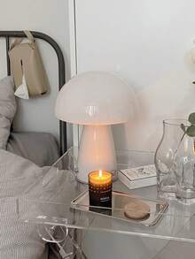 一款現代蘑菇形玻璃led檯燈,橙色/白色可選,增添氣氛感,適用於客廳,餐廳,臥室,酒吧,書房,玻璃燈罩插電檯燈 - 白色 - 查看 2