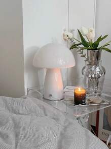 一款現代蘑菇形玻璃led檯燈,橙色/白色可選,增添氣氛感,適用於客廳,餐廳,臥室,酒吧,書房,玻璃燈罩插電檯燈 - 白色 - 查看 1