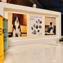 Pet Diy Paw Print Memorial Frame, Table Display, And 1 Set/2pcs Wash Free Ink Pad Included - White - View 1