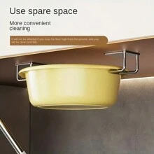 2pcs Kitchen Storage Racks, No Drill Wall Mounted Pot Cover Holder, Chopping Board Organizer, Multi-Functional Storage Shelf For Cabinet - Silver - View 7