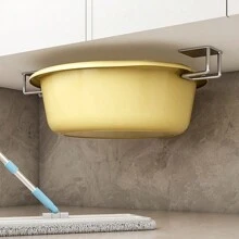 2pcs Kitchen Storage Racks, No Drill Wall Mounted Pot Cover Holder, Chopping Board Organizer, Multi-Functional Storage Shelf For Cabinet - Silver - View 2