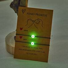 2 件個人化時尚簡約發光心型蠟繩編織友誼情侶手鍊 - 均碼 - 查看 11