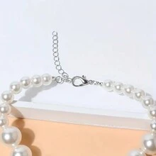 1條流行的多層粉色珍珠狗項圈寵物項鍊 - 白色 - 查看 4