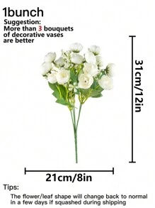 1束人造山茶花花束,逼真美麗的5朵花山茶花,適用於婚禮裝飾、新娘手持花束、派對和家居裝飾、婚禮攝影道具 - 粉色 - 白色 - 查看 6