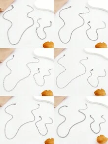 12入不銹鋼銀色項鍊和手鍊珠寶套裝, 適合日常裝飾或作為禮物贈送 - 銀色 - 查看 2