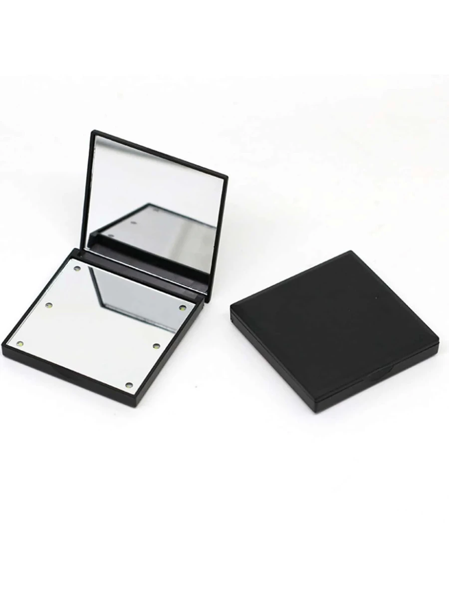 1Pc Portable Lighted Pocket Mirror With Double Sided Foldable Makeup Mirror, Battery Not Included (Need To Be Purchased Separately) For Home Tabletop Decoration, Bathroom, Dresser Vanity & Countertop Bedroom Travel Dormitory Mirror Women Gift