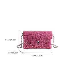 1 Pieza Bolso De Hombro De Brillantes Para Mujer, Elegante Y Compatible Con Todo - Rosa Fucsia - Ver 2