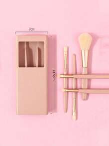 5pcs Portable Makeup Brush Set With Storage Box And Mirror,Small Complete Function Cosmetic Brushes Kit, Easy-Taken Mini Makeup Brush Set With Case And Mirror, Perfect For On The Go Travel Makeup Organizer Makeup Storage Bag Mini Pouch Travel Small Makeup Case Accessories Make Up Holder Brush Bag Make Up Container Cosmetic Bag Travel Essentials Ladies Accessories Travelling Stuff Makeup Bag Makeup Bags Makeup Pouch Make Up Pouch - Apricot - View 6