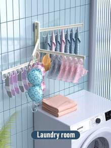 1入摺疊式鉤型衣架,萬用壁掛衣物晾曬架,適用於家用、陽台、室內、浴室、內衣和襪子的收納 - 米色 - 查看 7