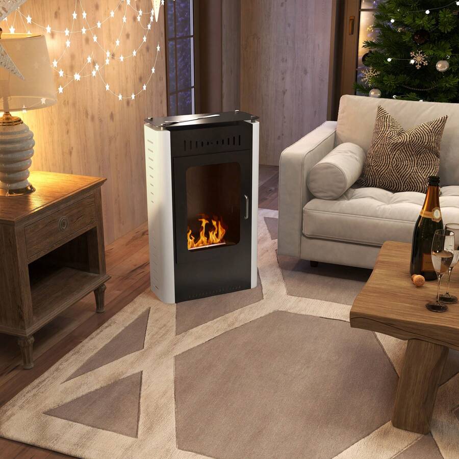 HOMCOM Cheminée poêle à éthanol design moderne avec réservoir 1,2L, environ 3h de durée de combustion couverture 20 à 25 m² 50 x 27 x 82 cm noir