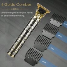 Set maquina para corte de cabello, barba y cuerpo, cortadora de pelo eletrico recargable - METALICO - Ver 6