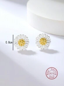 1對925純銀清新可愛的雛菊形耳釘,適合女孩日常穿著和度假時穿著 - 彩色 - 查看 5