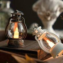 1入款式復古的電子蠟燭燈,煤油掛燈手提燈道具酒吧聖誕蠟燭裝飾節日蠟燭氛圍夜燈 - 銅色 - 查看 9