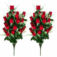 1/2PCS Hoa nhân tạo màu đỏ Hoa nghĩa trang Trang trí mộ ngoài trời Hoa hồng Bó hoa đẹp Màu sắc bền và không phai Đài tưởng niệm ngoài trời Hoa tưởng niệm, Ngày lễ tình nhân, Quà tặng - Đỏ - Xem 1