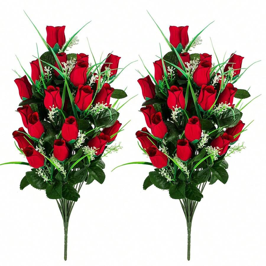 1/2PCS Hoa nhân tạo màu đỏ Hoa nghĩa trang Trang trí mộ ngoài trời Hoa hồng Bó hoa đẹp Màu sắc bền và không phai Đài tưởng niệm ngoài trời Hoa tưởng niệm, Ngày lễ tình nhân, Quà tặng - Đỏ - Xem 1