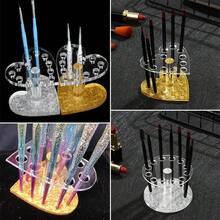 Professional 12 Hole Acrylic Gel Nail Brushes Holder Heart Round Stand Makeup Brush Holder For Displaying Nail Art Manicure Tool,Room,Home,Bedroom,Bathroom,House,Pink Room,Living Room Decor,Travel Stuff,Gift Bag,Gifts For Mom,Dad,Men,Friends,Teacher,Birthday,Wedding,Desk,Shelves,Accessories,Gift Boxes,Funny Gift,Storage,Makeup Brush Holder - Gold - View 3