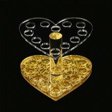 Professional 12 Hole Acrylic Gel Nail Brushes Holder Heart Round Stand Makeup Brush Holder For Displaying Nail Art Manicure Tool,Room,Home,Bedroom,Bathroom,House,Pink Room,Living Room Decor,Travel Stuff,Gift Bag,Gifts For Mom,Dad,Men,Friends,Teacher,Birthday,Wedding,Desk,Shelves,Accessories,Gift Boxes,Funny Gift,Storage,Makeup Brush Holder - Gold - View 2