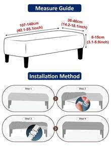 1 件純色牛奶絲長凳套,現代簡約彈性可拉伸聚酯纖維防塵可拆卸長凳套,適合客廳和臥室,適合所有季節 - 水鴨藍 - 查看 2