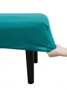 1 件純色牛奶絲長凳套,現代簡約彈性可拉伸聚酯纖維防塵可拆卸長凳套,適合客廳和臥室,適合所有季節 - 水鴨藍 - 查看 5