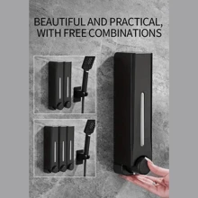 1個手動肥皂泵,壁掛手動肥皂泵,500毫升洗髮水和沐浴露容器,浴室塑料乳液分配器,浴室配件,浴室組織和儲物專家 - 彩色 - 查看 2