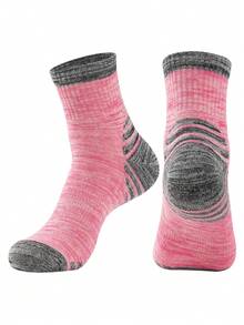 1雙戶外加厚毛巾底部吸濕透氣跑步襪,適用於跑步和徒步旅行 - 彩色 - 查看 4