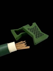 1組香棒筒和竹香盒,復古中空香盒,印花香棒筒,青綠色香柏竹盒 - 墨綠色 - 查看 3