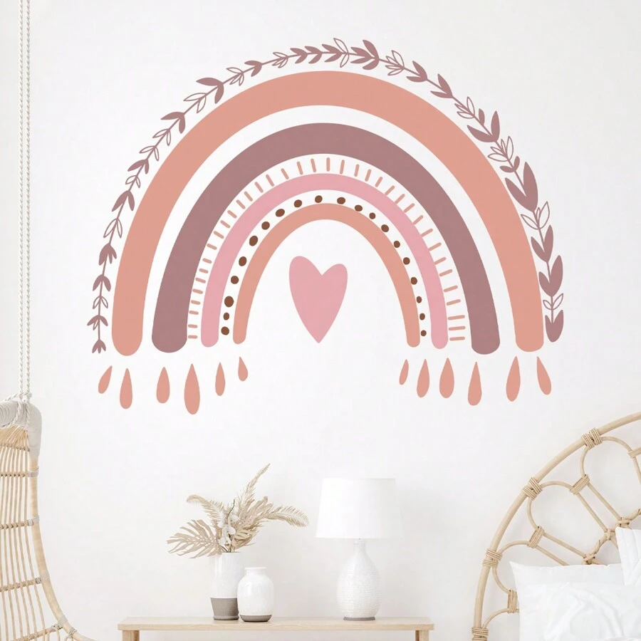 BRUP Cartoon Cute Rainbow Heart-Shaped Wall Sticker For Bedroom Bathroom Living Room Kindergarten Decoration Wall Decals,Stickers,Wall Decal, Vinyl Decal For Home Decorations,Spring Decoration Items Refresh Your Home,Rama Decoration Stickers Gifts Birthday Graduation