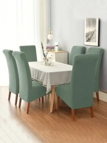 1 件/4 件/6 件米色条纹格子高弹力餐椅套，现代涤纶可洗座椅保护套，适用于餐厅、酒店、深灰色、卡其色、黑色、秋季装饰、房间装饰、返校、学校用品 - 抹茶綠 - 查看 5