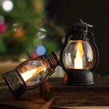 1入復古電子蠟燭燈,煤油掛燈手提燈道具,酒吧聖誕節日蠟燭裝飾氛圍之燈 - 金色 - 查看 10