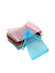 50入組絲綢絹織袋 - 混色,3.93英寸x5.90英寸(10x15cm)帶拉繩的絹綢錦緞珠寶禮品袋,婚禮派對禮物包裝用袋 - 彩色 - 查看 6