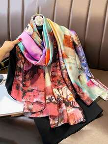 1條女士新款韓國風柔軟優雅的絲質秋冬圍巾,多功能設計 - 彩色 - 查看 1