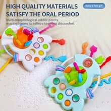 Random Color Parts, Montessori Infant Toy, Baby Toy Finger Rope Fun Press Toy, Children'S Sensory Training Toy, Finger Grasp Ability Training Early Educational Toy, Infant Gum Finger Toy, Multifunctional Baby Toy, Boy Girl Birthday Gift - White - View 9