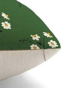 1pc Abstract Hand-Painted Pattern With Chamomile & Polka Dots Printed Linen Pillowcase, Suitable For Home Decoration, Sofa Pillows, Car Pillows - Multicolor - View 2