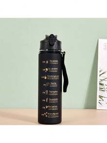 Vaso Motivacional Trio Gym 3 Piezas 2 Litros, 900ml y 300ml Libre de BPA Antifugas Botella para Gym Café Original - Negro - Ver 2