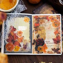 YANJI 20入組復古手帳diy裝飾植物和花卉主題背景紙,個性化拼貼材料適用於計畫和創意學校文具 - 橘色 - 查看 2