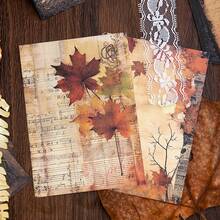 YANJI 20入組復古手帳diy裝飾植物和花卉主題背景紙,個性化拼貼材料適用於計畫和創意學校文具 - 橘色 - 查看 3