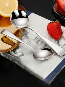 2入組304不銹鋼長柄勺,適用於乾食、湯和兒童,適用於家庭和商用 - 銀色 - 查看 11