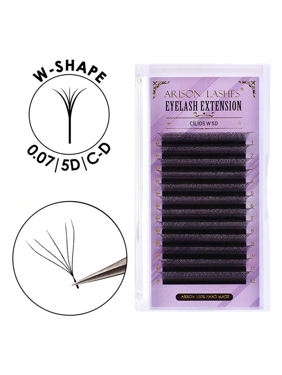 ARISON 5D W Pre-Made Voluminous Eyelashes, W5D Type Eyelash Extensions, Suitable For Christmas, Can Be Paired With YY Cilios Y W Self-Blooming Eyelashes