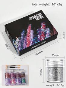 11pcs/Set (8 Colors Glitter Gel + 1 Gel Pen + 2 Brushes) Holographic Body Glitter Gel - 8 Colors, For Women's No-Glue Shiny Makeup, Large Mermaid Sequins Makeup, For Face, Hair, Eyes, Great For Festivals, Parties And Makeup Play Accessories.