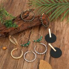 1對時尚新款幾何大圓圈耳環 - 彩色 - 查看 1