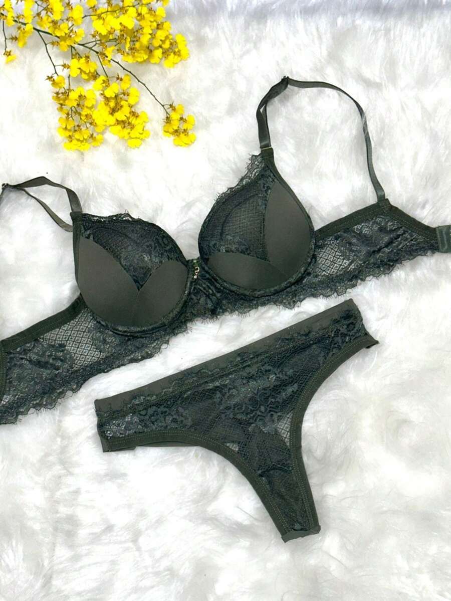 Women Bra & Panty Sets - 墨綠色 - 查看 1