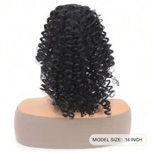 Synthetic Drawstring Puff Ponytail Afro Curly 14 Inch Hair Extension Clip In Ponytail African Ombre Long Hair, Suitable For Various Occasions, Including Music Festivals, Parties, Vacations, And All Seasons - Black - View 6