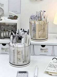 1 pezzo di scatola di immagazzinaggio a cilindro girevole con cassetto piccolo/grande per la cancelleria da scrivania e l\"organizzazione della scrivania, scaffale porta penne da ufficio