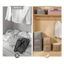 1入摺疊式收納盒,四角鋼支架,衣服/褲子/季節性物品抽屜式組織者,適用於壁櫥 - 灰色 - 查看 4