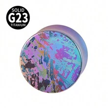 1入組g23鈦大耳塞,伸展耳夾測量擴張器,穿刺飾品6mm-16mm,男女圓形耳塞 - 彩色紋理 - 查看 12
